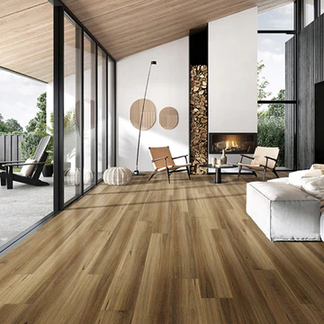 Installer measuring floor